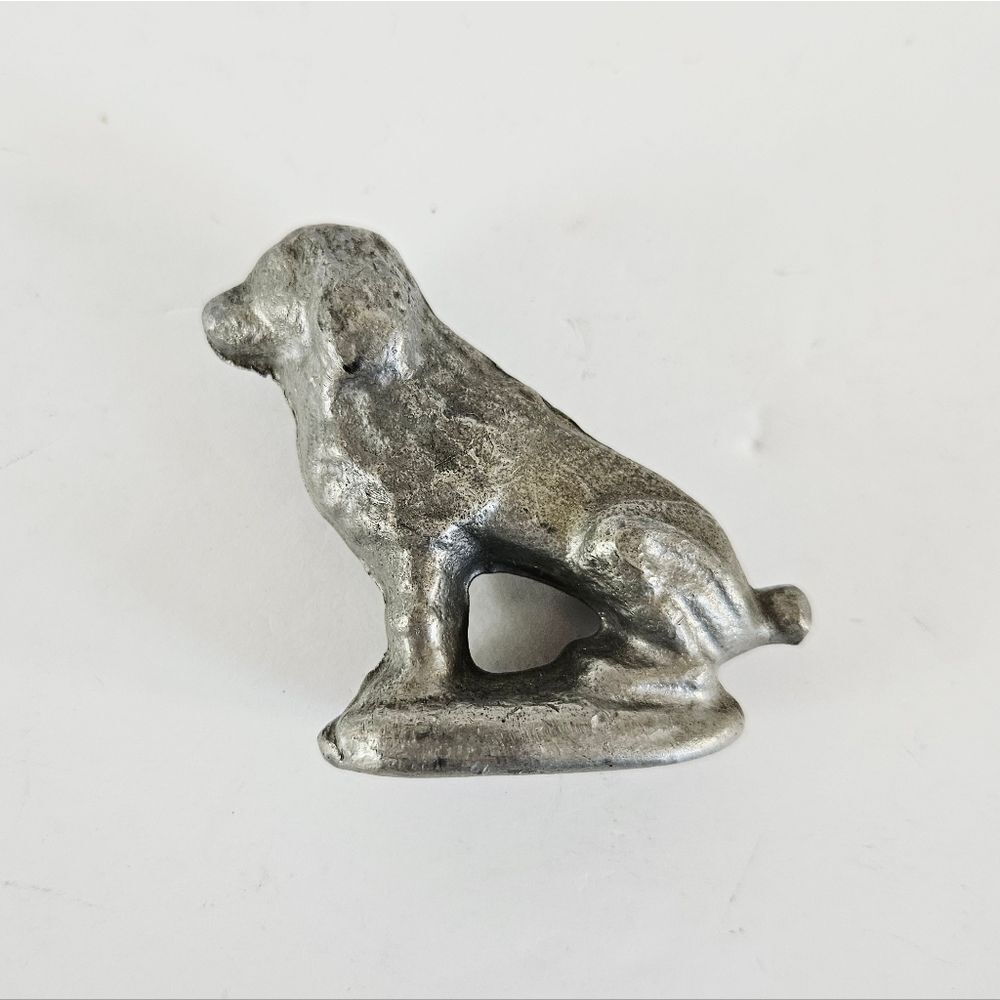 Vintage Antique? Small Miniature Cast Pewter Lucky Dog Puppy Figurine
